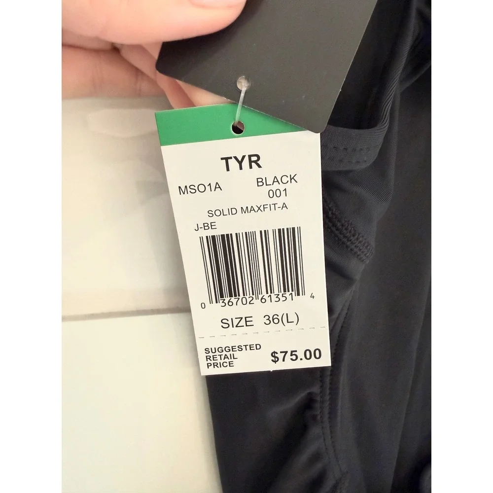 TYR Solid Maxfit Black One Piece Swimsuit Womens 36 L Athletic Swimwear - Picture 8 of 9